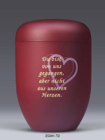 Naturstoffurne Weinrot Velour, Airbrusch Herz, Trauertext...