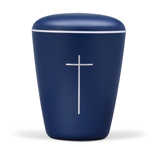 Naturstoff, Saphirblau, Kreuz silber Stripdome, Silberband