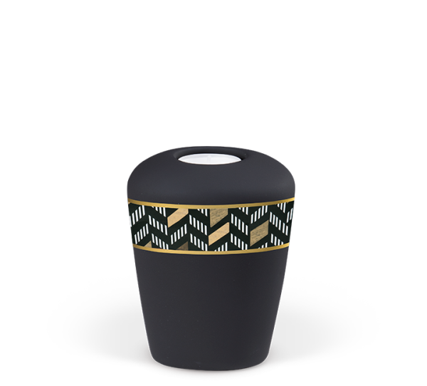 Mini-Keramikurne Anthrazit Velour, Dekorband Diago, Memory Urn