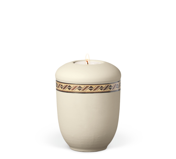Mini-Keramikurne, Beige-Velours