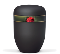 Anthrazit Velour, Dekorband Rosenbl&uuml;te
