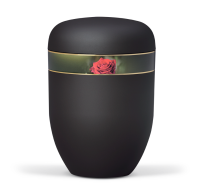 Naturstoffurne, Anthrazit-Velour, Dekorband: Rosenbl&uuml;te