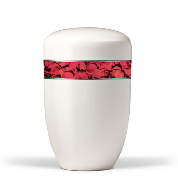 Naturstoffurne Cremeweiss, Dekorband:  Rosenbl&auml;tter