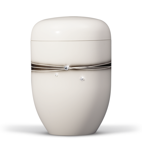 Naturstoffurne Cremeweiss, Designerurne  Swarovski Elements