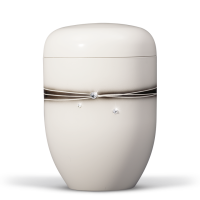 Naturstoffurne Cremeweiss, Designerurne  Swarovski Elements