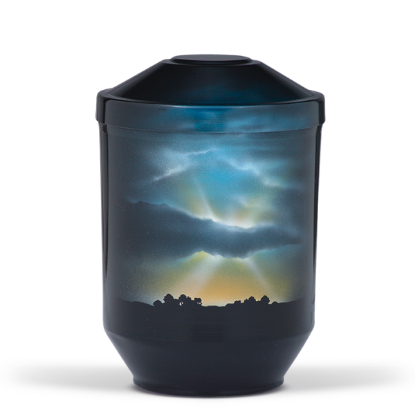 Stahl-Designer-Urne Schwarz, "Horizont"