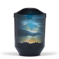 Stahl-Designer-Urne Schwarz, "Horizont"