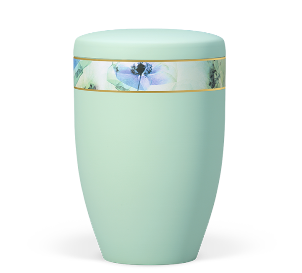 Naturstoffurne Mintgr&uuml;n Dekor Floral Farblich