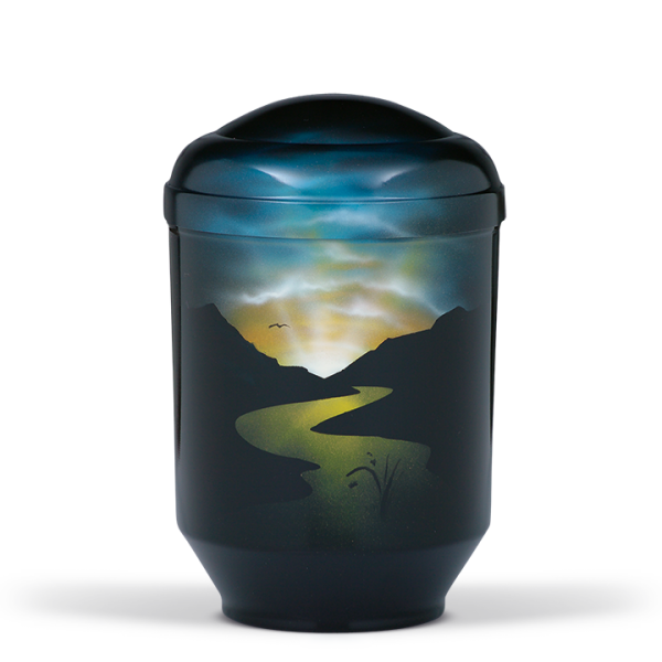 Stahl-Designer-Urne, Schwarz "LANDSCHAFT"