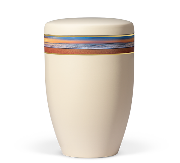Naturstoffurne Elfenbein Beige Dekor Abendstimmung