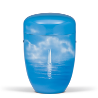 Stahl-Designer-Urne, Blau, "Segelschiff"