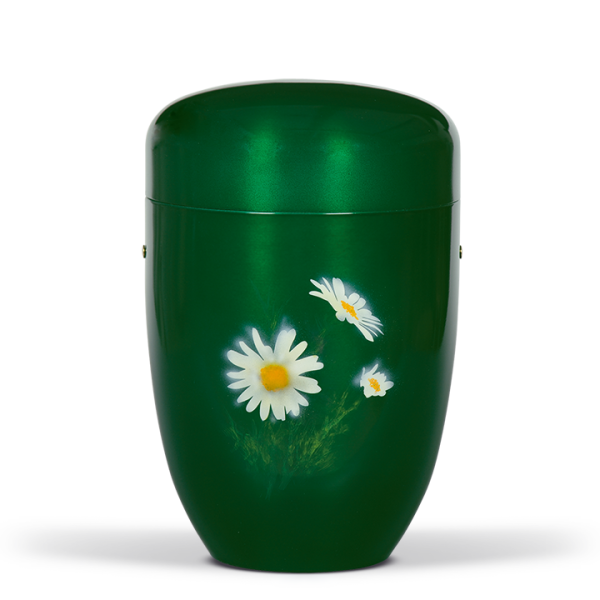 Stahl-Designer-Urne, Moosgr&uuml;n, "Margarite"