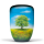 Naturstoffurne Schwarz, Handgemalt:  Baum-Blumenwiese
