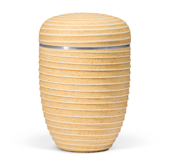 Stahlurne , Steinmehl-Carmat beschichtet, - Beige, Ma&szlig;e: &Oslash; 18 x H 28 cm