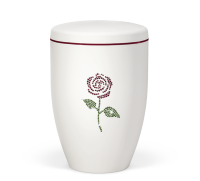 Naturstoffurne, Matt-Wei&szlig;, Dekor: Rose Farbliche...