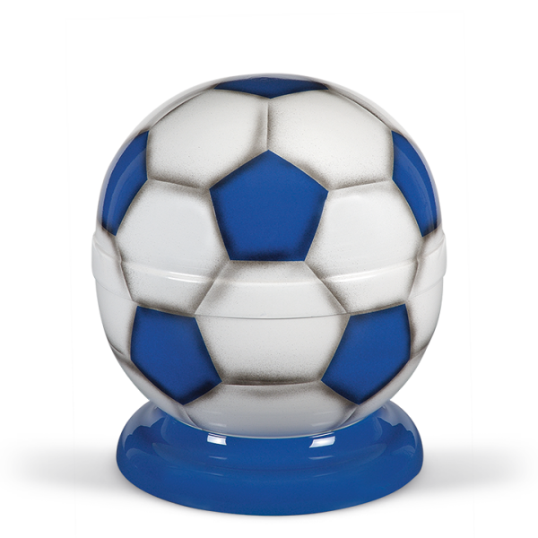Stahl-Fussball-Urne, Blau-Weiss