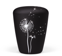 Naturstoffurne in anthrazit Velour  mit Pusteblume mit...