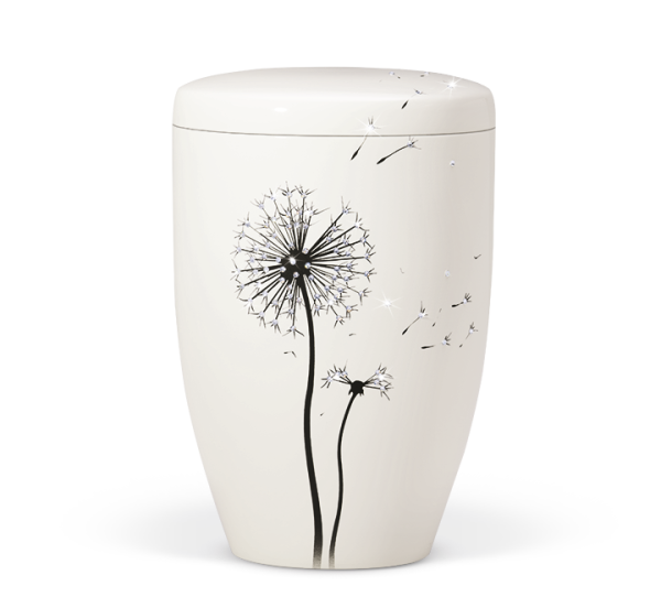 Naturstoffurne Cremeweiss, Pusteblume Original Swarowski Elements