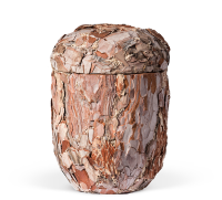 Naturstoffurne Kiefer Rinde, Handwerklich aufgebracht