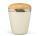 Naturstoffurne Cremeweiss Perlmutt, Dekorband Rauten, Holzdeckel Esche ge&ouml;lt