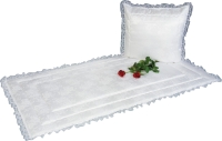 Perlonspitzendecke, Blumendamast, weiss