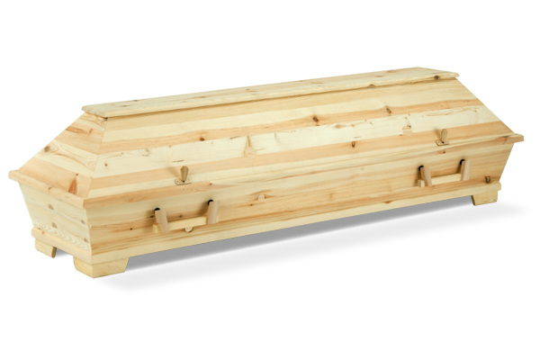 einfacher Kiefernsarg gro&szlig; 010, naturbelassen, &Uuml;berlang