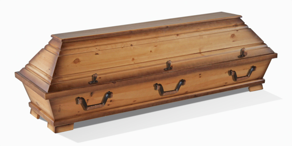 klassischer Kiefernsarg 012, hell rustikal antik patiniert, 185cm