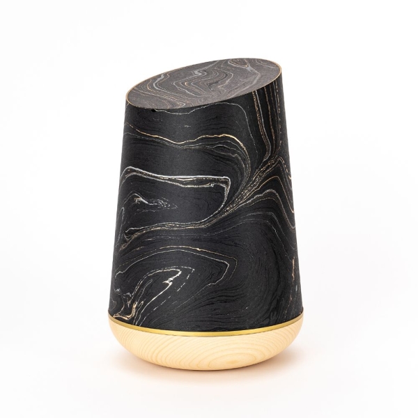 Marmor&eacute;-Holzurne 3 &bdquo;Ebenholz-Gold&ldquo;
