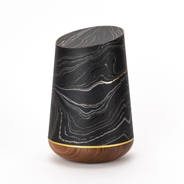 Marmor&eacute;-Holzurne 3 &bdquo;Ebenholz-Gold&ldquo;