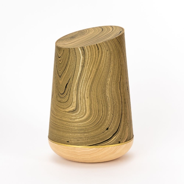Marmor&eacute;-Holzurne 7 &bdquo;Oliv-Gold&ldquo;