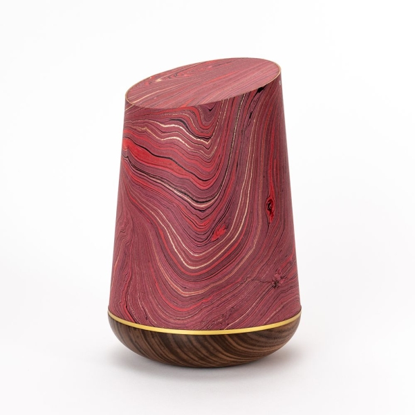Marmor&eacute;-Holzurne 10 &bdquo;Burgund-Gold&ldquo;