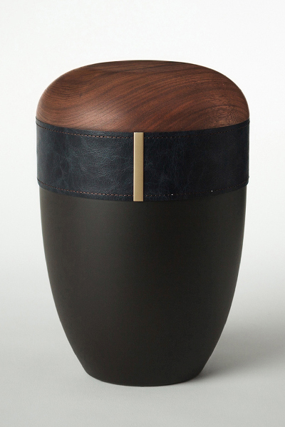 Holz-Lederurne &bdquo;Graphit&ldquo;