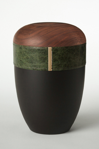 Holz-Lederurne &bdquo;Smaragd&ldquo;