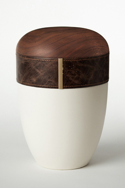 Holz-Lederurne &bdquo;Mokka&ldquo;