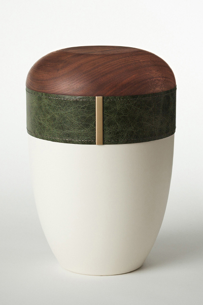 Holz-Lederurne &bdquo;Smaragd&ldquo;