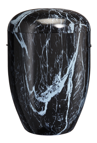 Naturstoffurne mit Marmoroptik Cararra schwarz