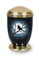 Stahlurne Schwarz, Design-Airbrusch Vogel, Mess Deckel +...
