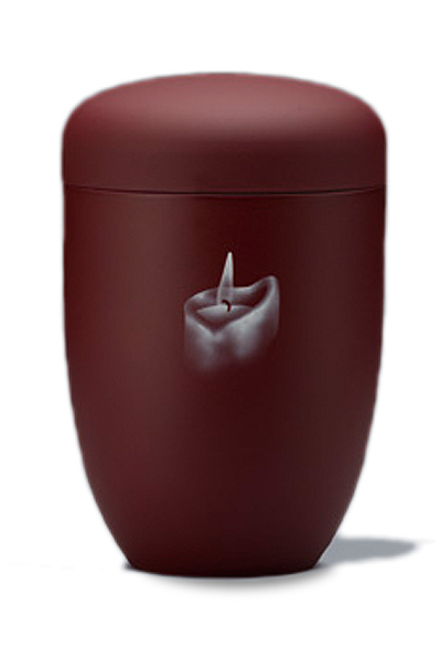 Stahlurne Weinrot Velour, Airbrush: KERZE