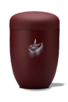 Stahlurne Weinrot Velour, Airbrush: KERZE