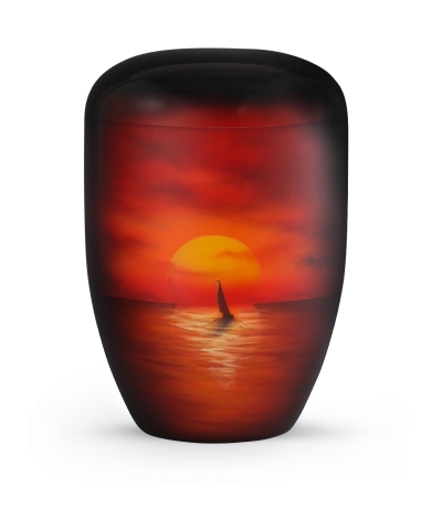 Naturstoffurne Airbrush-Motiv "Boot in der