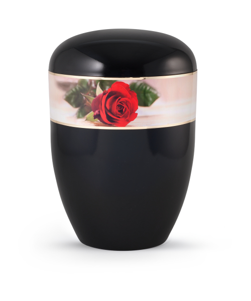 Naturstoffurne Red Rose, Design einzelne Rose,