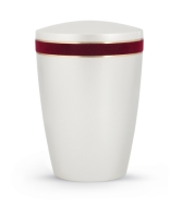 Naturstoffurne White Satin, perlmutt, umlaufendes