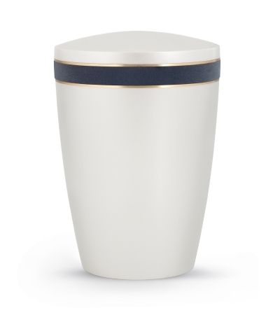 Naturstoffurne White Satin, perlmutt, umlaufendes