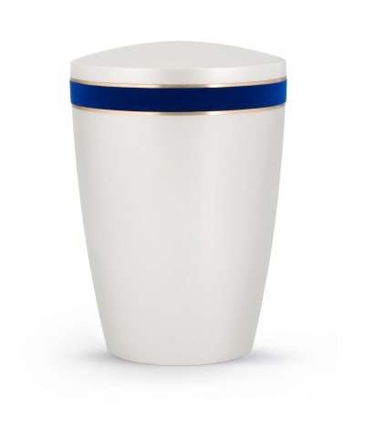 Naturstoffurne White Satin, perlmutt, umlaufendes
