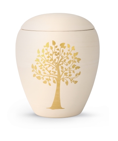 Keramikurne handgemaltes Goldmotiv "Baum"