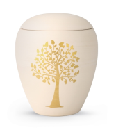 Keramikurne handgemaltes Goldmotiv "Baum"