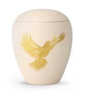 Keramikurne handgemaltes Goldmotiv "Taube"