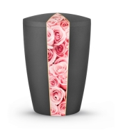 Naturstoffurne Flora, Anthrazit, Motiv "Rosa