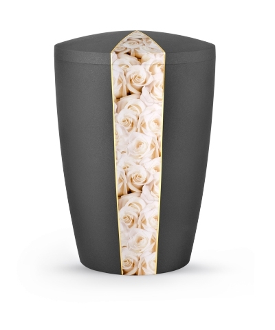 Naturstoffurne Flora, Anthrazit, Motiv "Wei&szlig;e