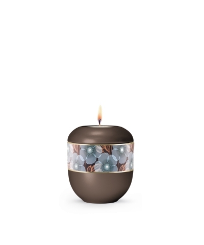 Porzellanurne Feuille Colour, Zierband, Perlmutt Chocolat